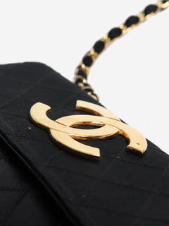Black vintage 1986 satin quilted CC flap cross-body bag Shoulder bags Chanel 