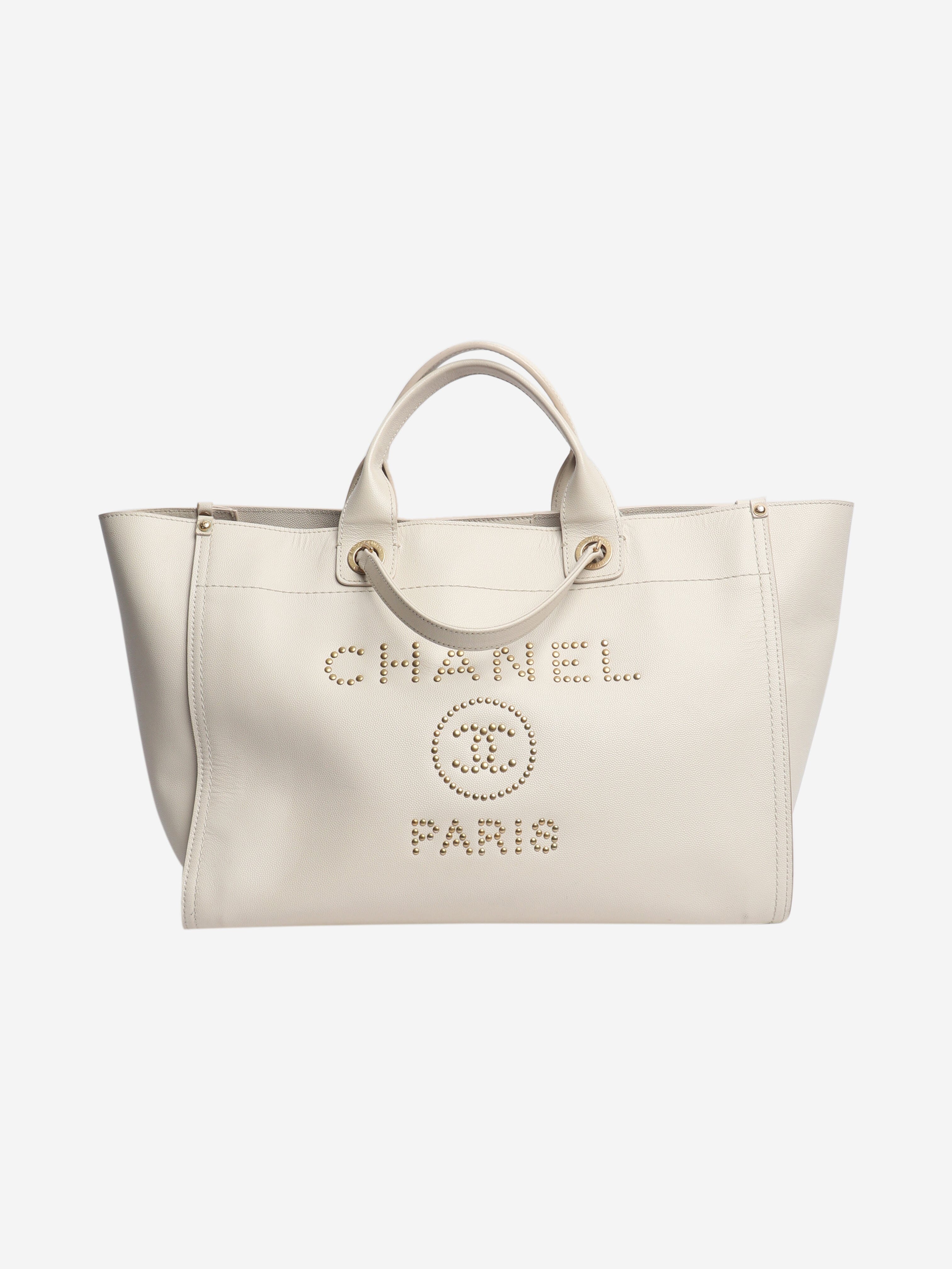 Cream 2018 studded leather Deauville tote Tote Bags Chanel 