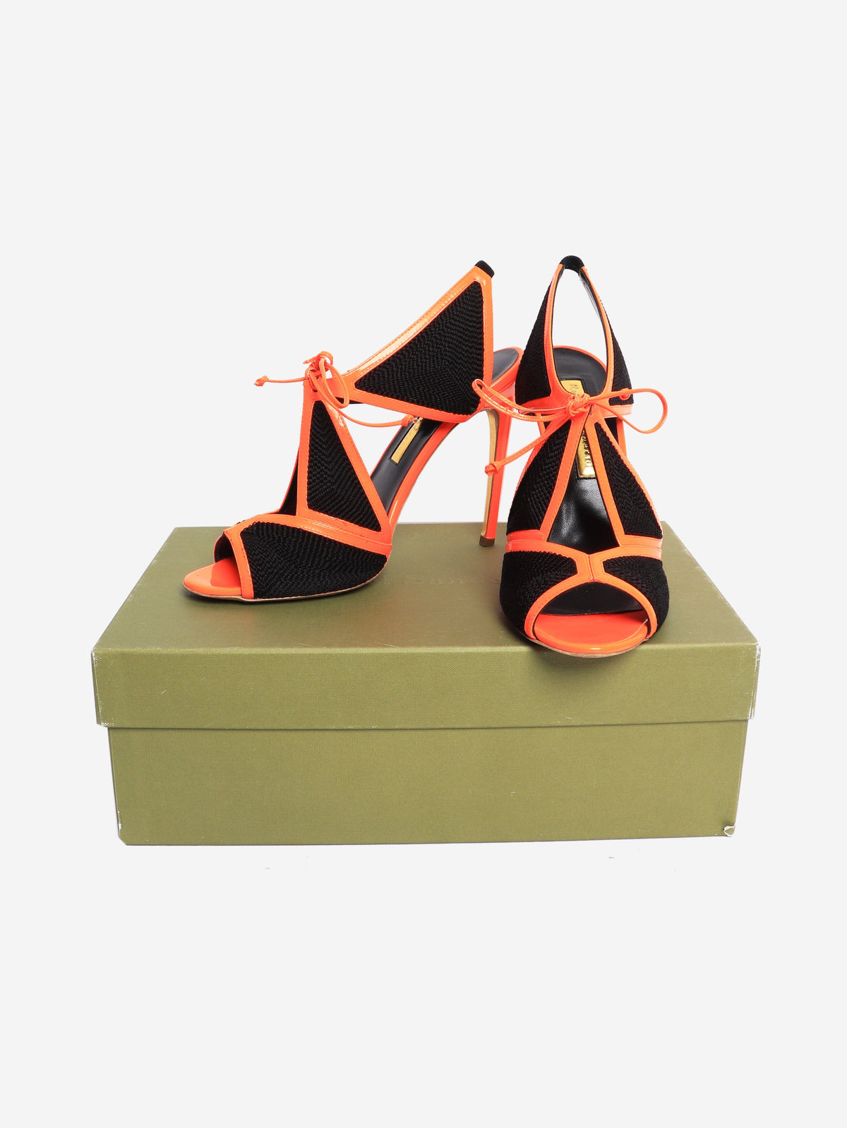 Black neon peep-toe sandals - size EU 39.5 Heels Rupert Sanderson 