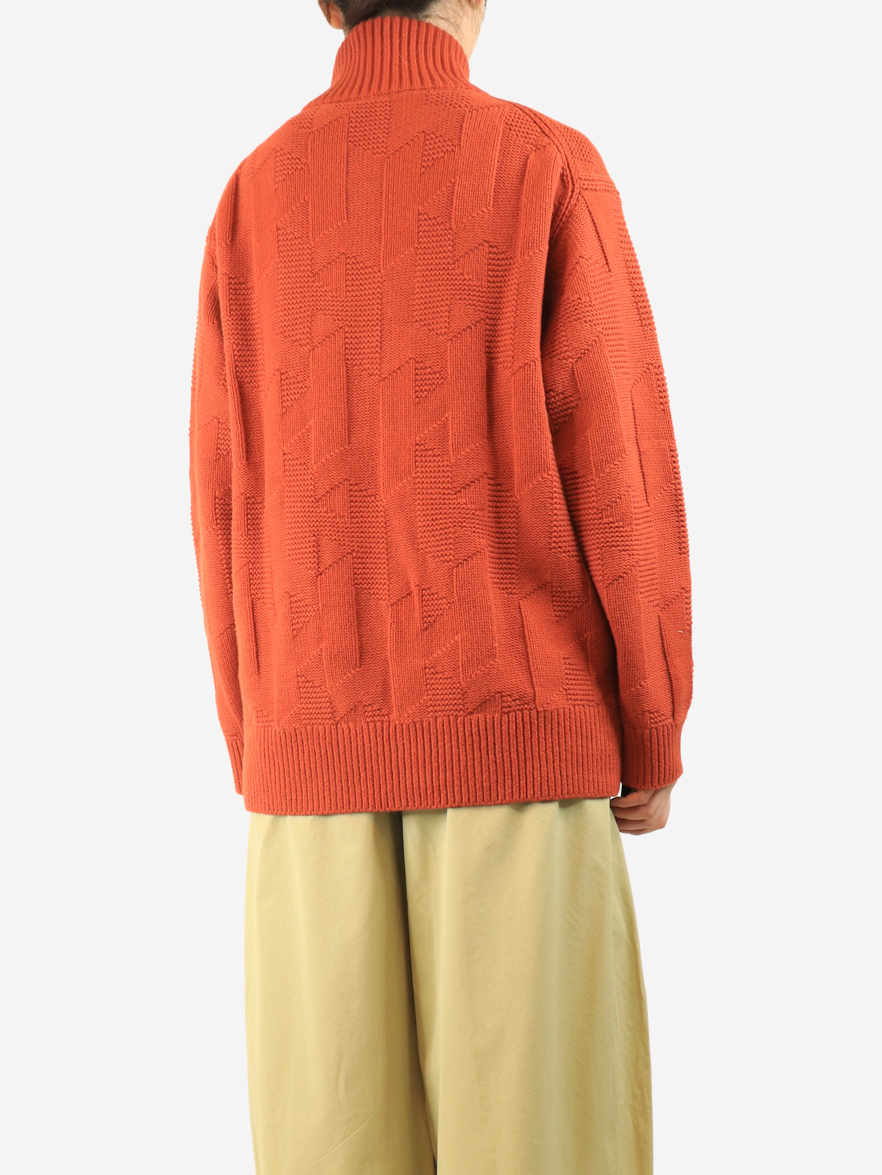 Orange wool zip-up cardigan - size UK 10 Knitwear Hermes 