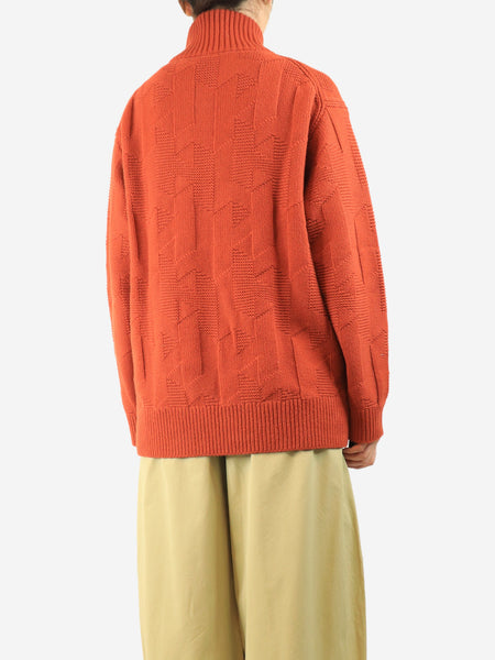Orange wool zip-up cardigan - size UK 10 alternate image