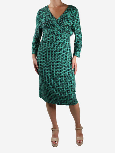 Green geometric print wrap dress - size L Dresses Diane Von Furstenberg 