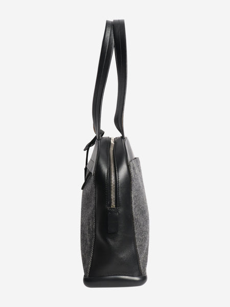 Dark grey wool and leather top handle bag alternate image