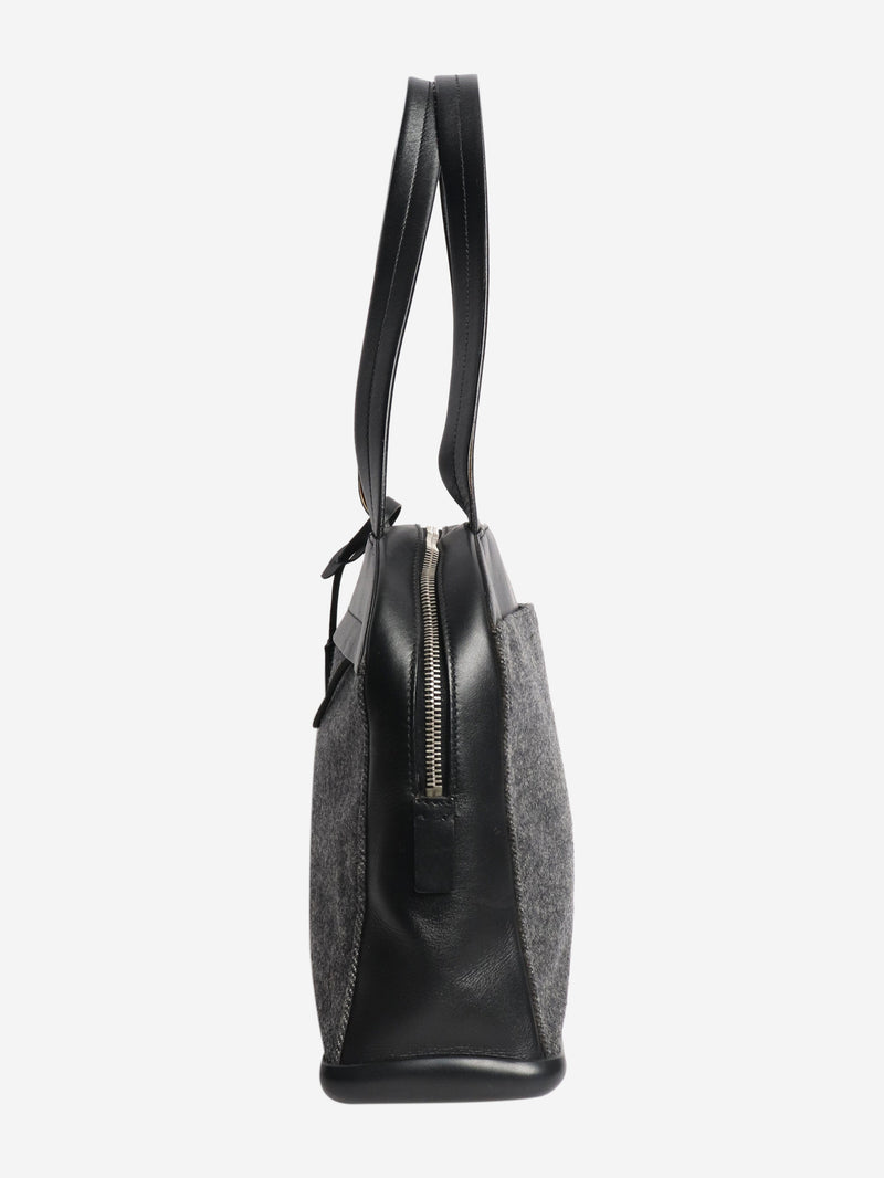 Dark grey wool and leather top handle bag Top Handle Bags Prada 