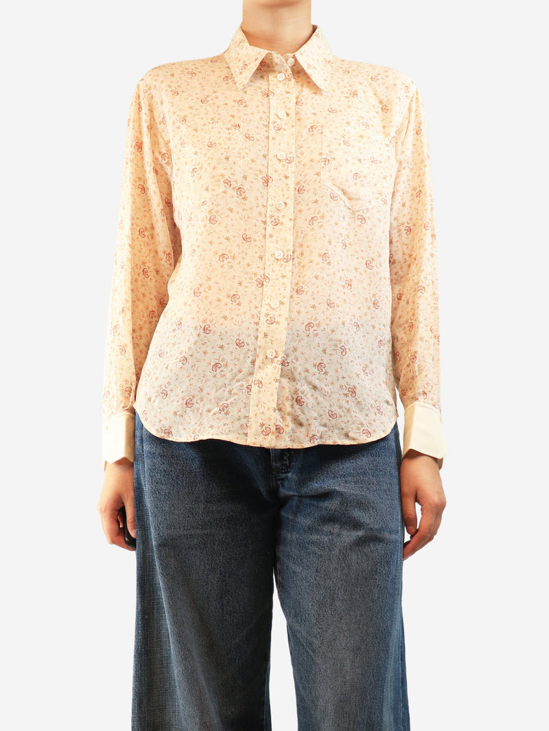 Cream silk printed blouse - size UK 10 Tops Chloe 