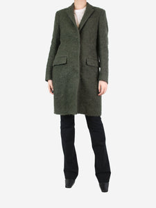 MSGM Green wool-blend coat - size UK 10