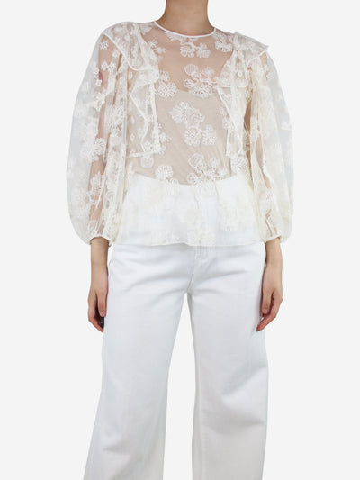Cream ruffled lace blouse - size UK 8 Tops Chloe 