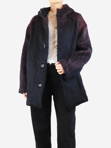 Needles Purple and black hooded mohair coat - size S