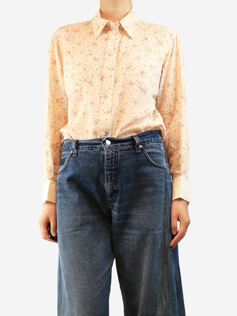 Cream silk printed blouse - size UK 10 Tops Chloe 