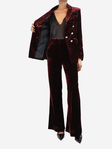 Veronica Beard Maroon velvet two piece suit set - UK 6
