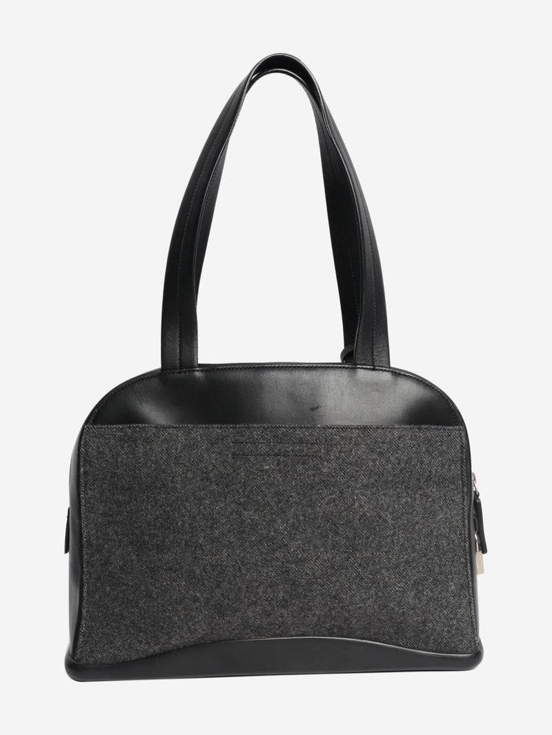 Dark grey wool and leather top handle bag Top Handle Bags Prada 