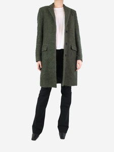 MSGM Green wool-blend coat - size UK 10
