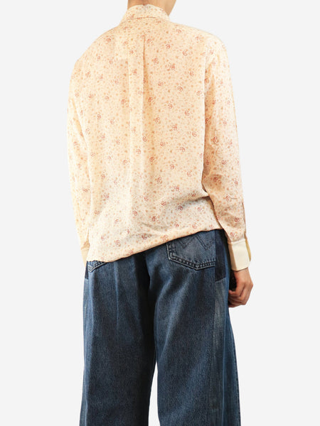 Cream silk printed blouse - size UK 10 alternate image