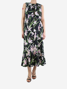 Borgo De Nor Black sleeveless floral dress - size UK 14