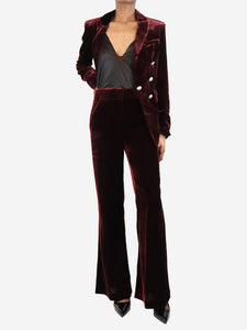 Veronica Beard Maroon velvet two piece suit set - UK 6