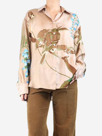 Brown printed silk blouse - size S Tops Act n°1 