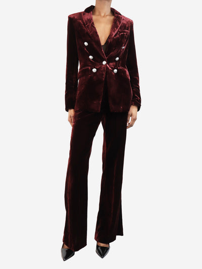 Maroon velvet two piece suit set - UK 6 Sets Veronica Beard 