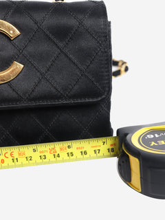 Black vintage 1986 satin quilted CC flap cross-body bag Shoulder bags Chanel 