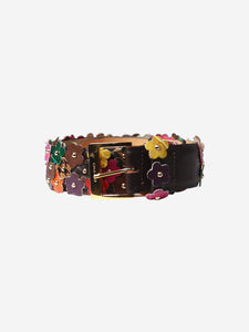 Etro Multicolour floral-applique leather belt