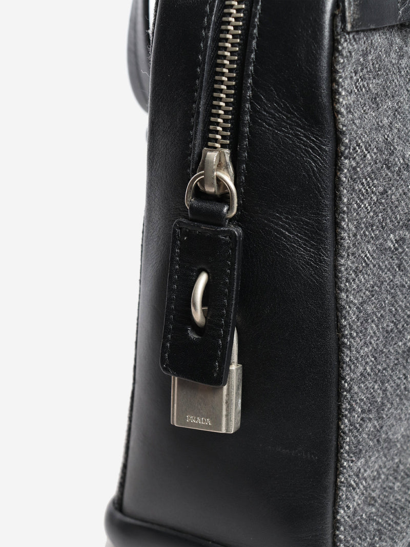 Dark grey wool and leather top handle bag Top Handle Bags Prada 