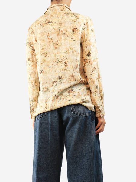 Neutral silk floral blouse - size UK 10 alternate image