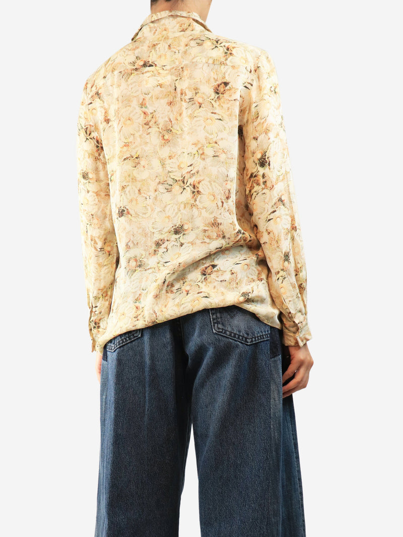 Neutral silk floral blouse - size UK 10 Tops Chloe 