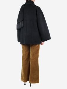 Toteme Black draped fringed wool-blend jacket - size UK 12