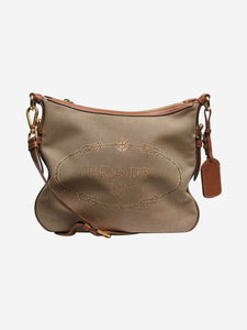 Prada Brown jacquard logo shoulder bag