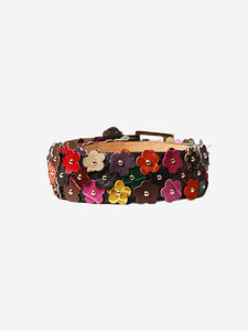 Etro Multicolour floral-applique leather belt