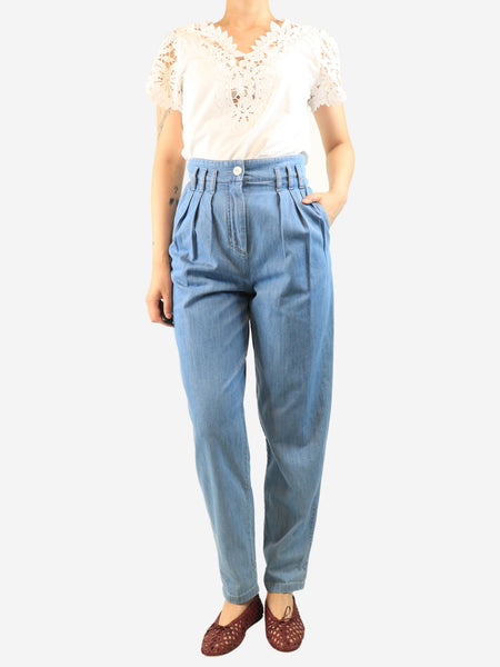 Blue tapered trousers - size UK 8 alternate image