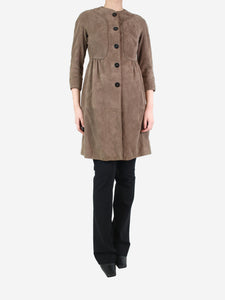 Burberry Brown suede coat - size UK 10