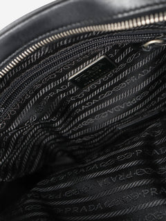 Dark grey wool and leather top handle bag Top Handle Bags Prada 