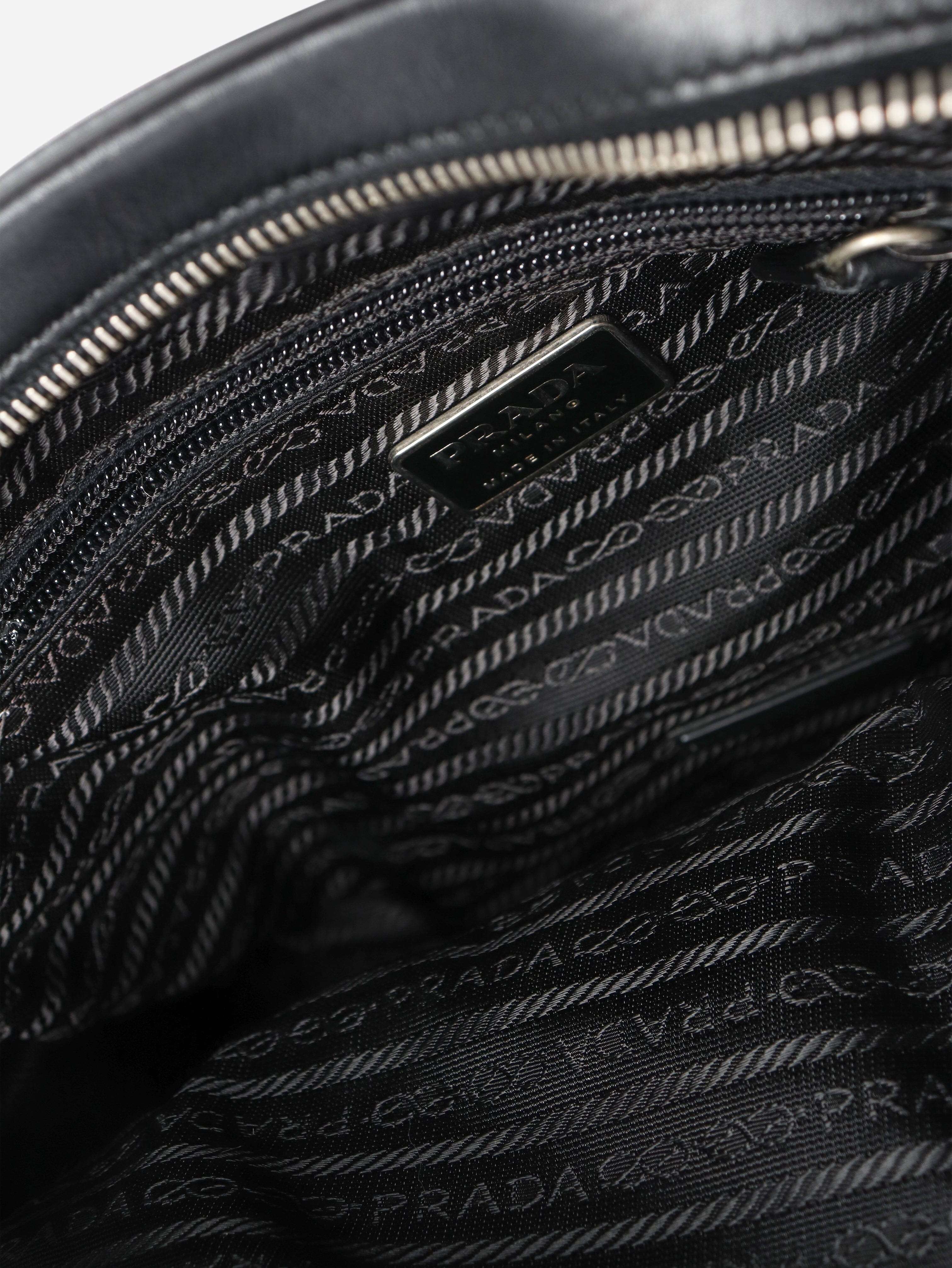 Dark grey wool and leather top handle bag Top Handle Bags Prada 
