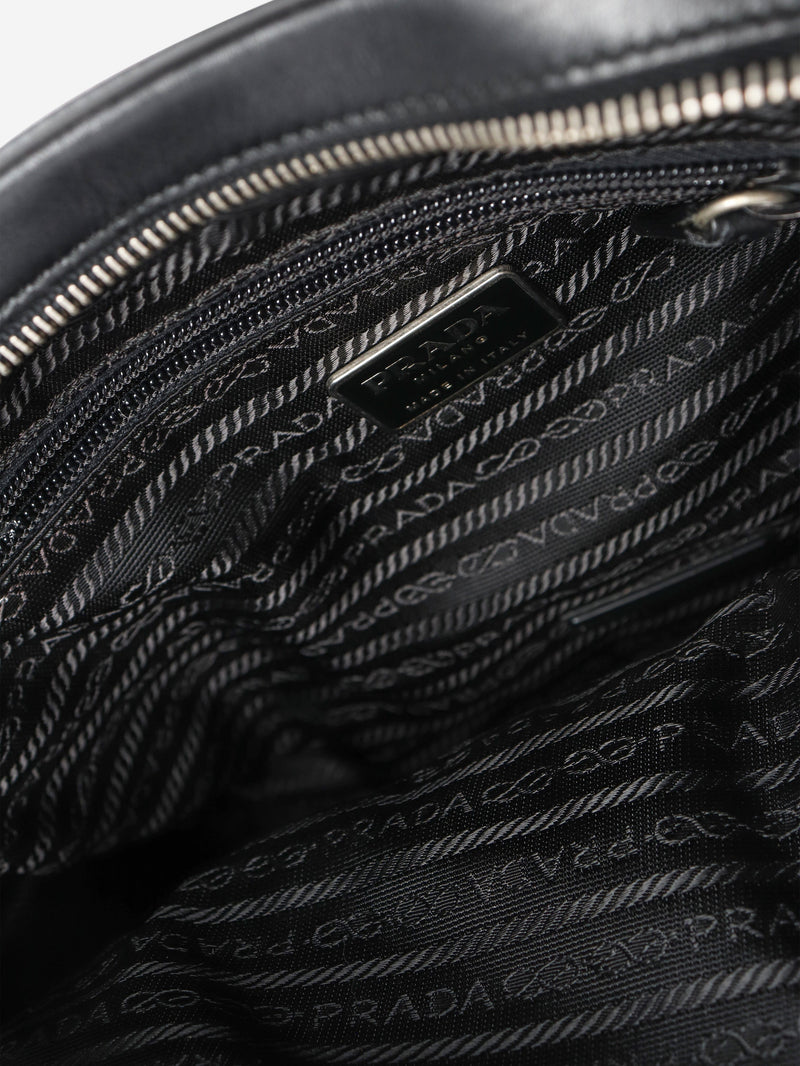 Dark grey wool and leather top handle bag Top Handle Bags Prada 