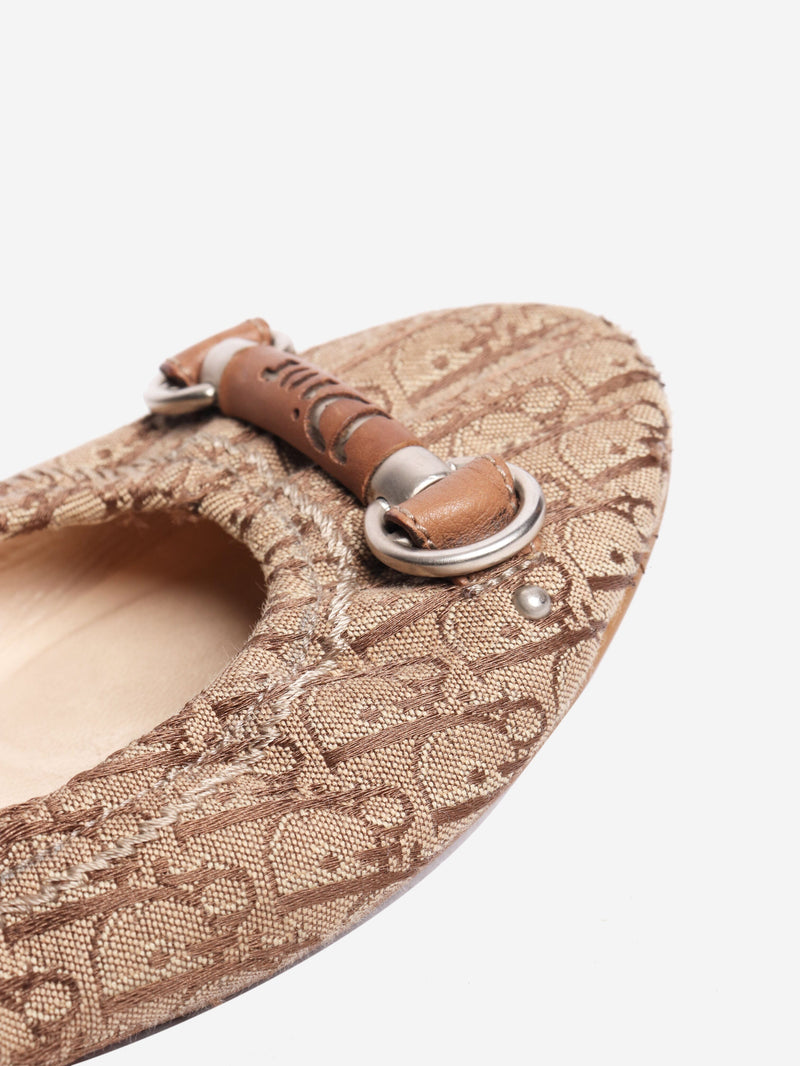 Vintage brown monogram ballet flats - size EU 38 (UK 5) Flat Shoes Christian Dior 