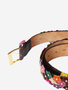 Etro Multicolour floral-applique leather belt