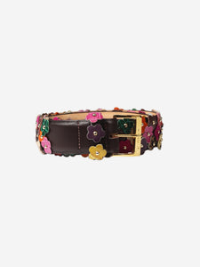 Etro Multicolour floral-applique leather belt