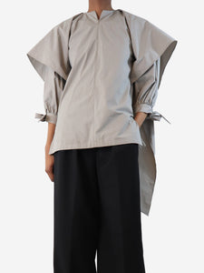 Eudon Choi Greige puffy top with neck tie - size UK 6