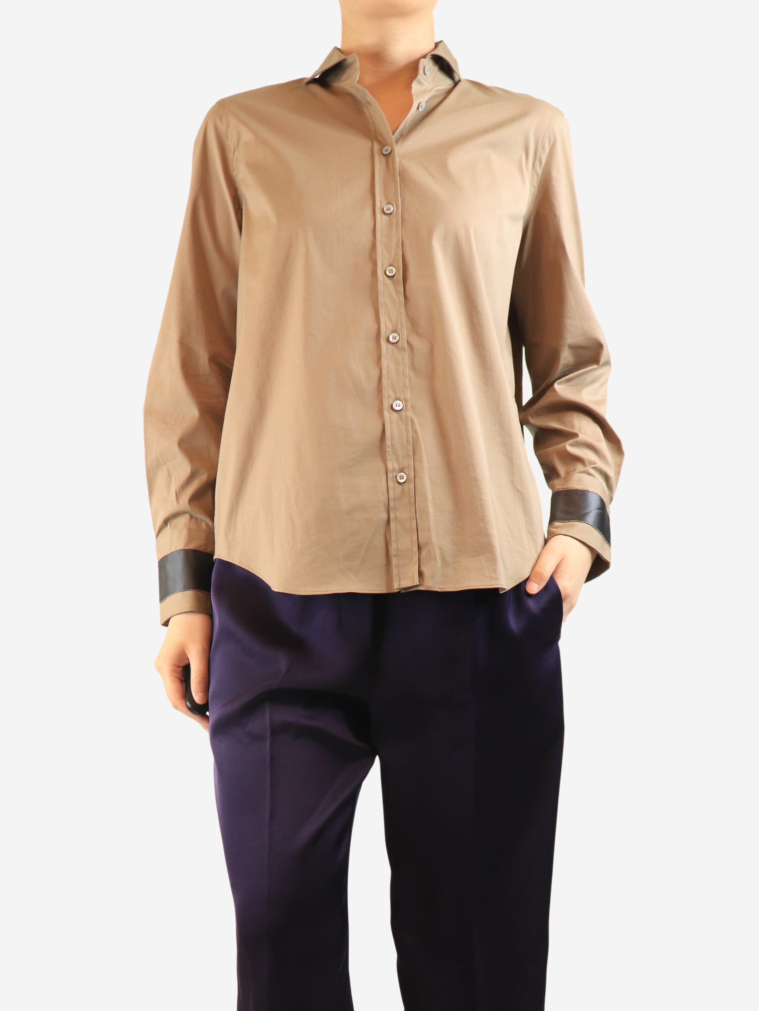 Brown cotton shirt - size M Tops Brunello Cucinelli 