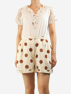 White embroidered top - size UK 14 Tops Ermanno Scervino 