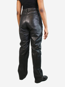 Remain Black straight-leg leather trousers - size UK 18