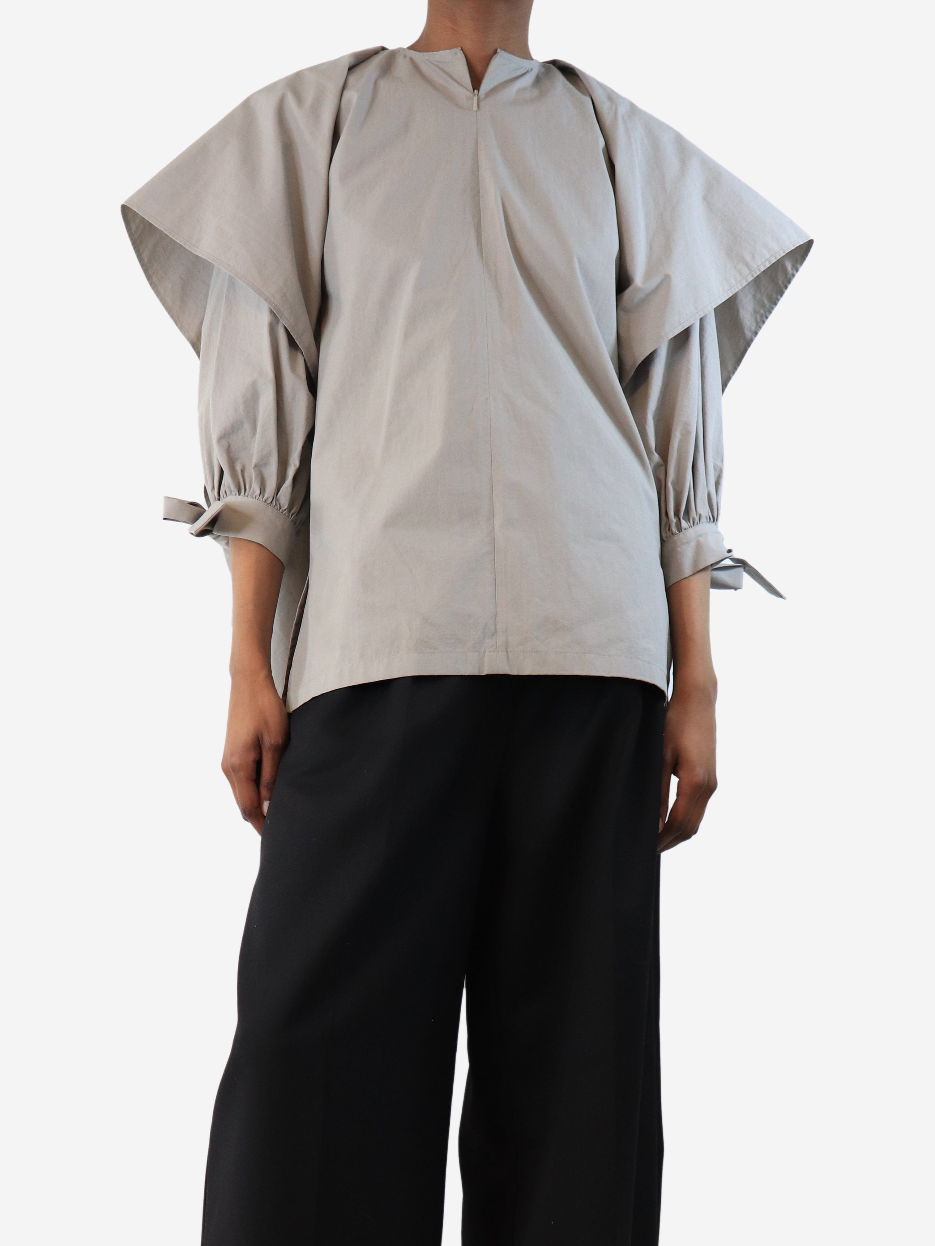 Greige puffy top with neck tie - size UK 6 Tops Eudon Choi 