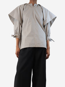 Eudon Choi Greige puffy top with neck tie - size UK 6