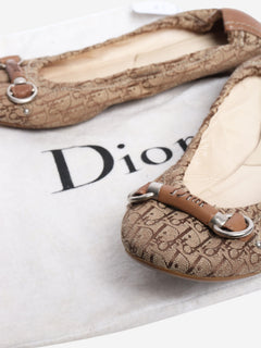 Vintage brown monogram ballet flats - size EU 38 (UK 5) Flat Shoes Christian Dior 