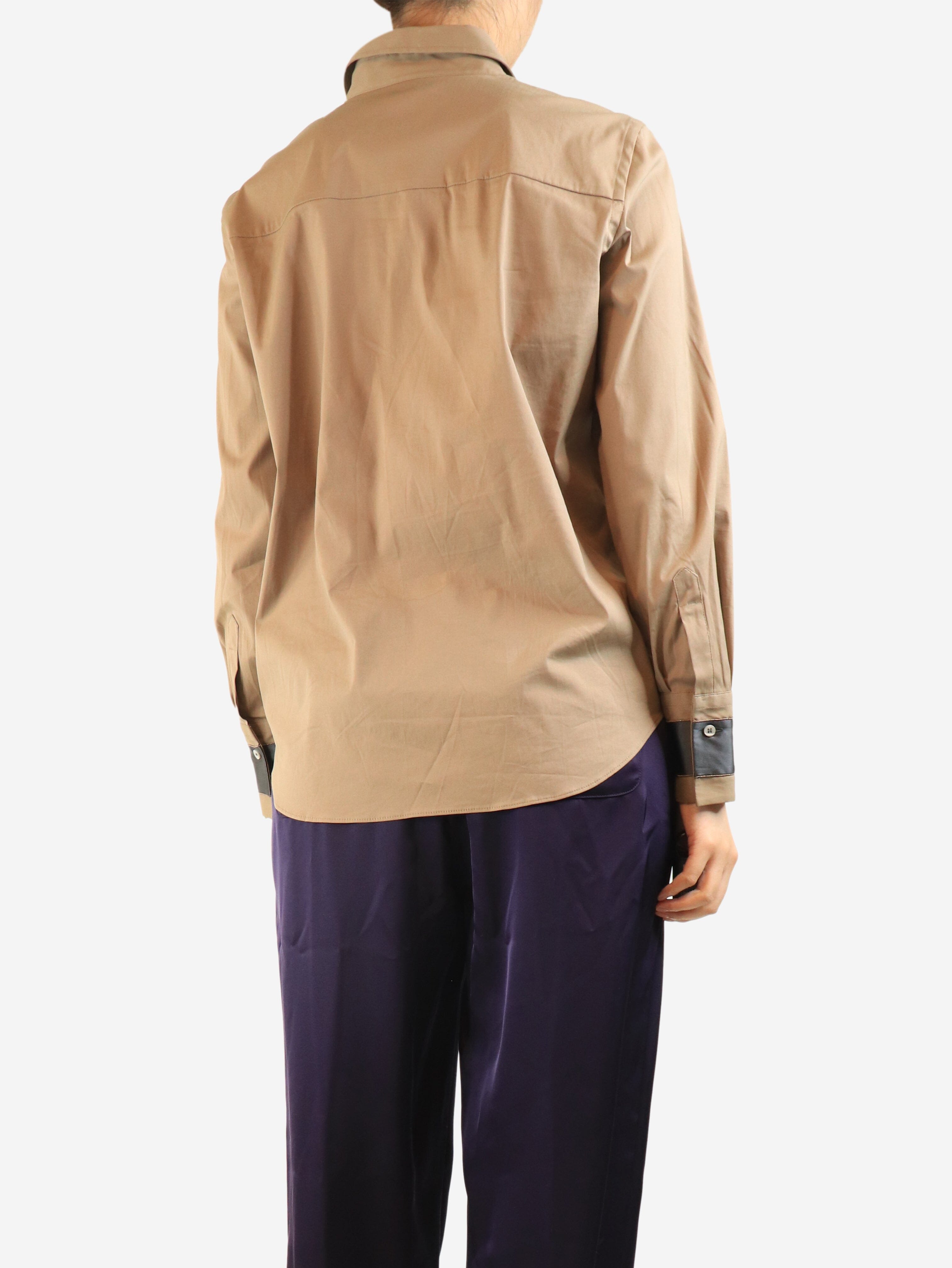 Brown cotton shirt - size M Tops Brunello Cucinelli 