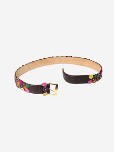 Etro Multicolour floral-applique leather belt