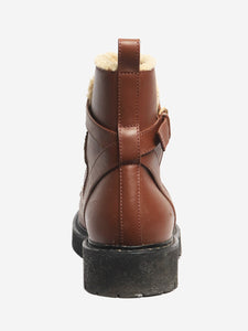 Valentino Brown leather fleece-lined ankle boots - size EU 41
