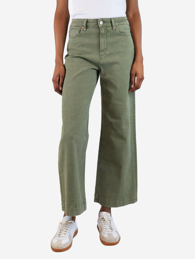 Mossy green Anessa wide-leg jeans - size UK 8 Trousers Paige 
