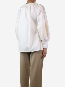 Stefano Mortari White cotton embroidered blouse - size UK 10