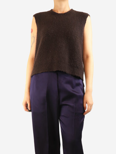 Dark brown cashmere jumper vest - size M Knitwear Boboutic 